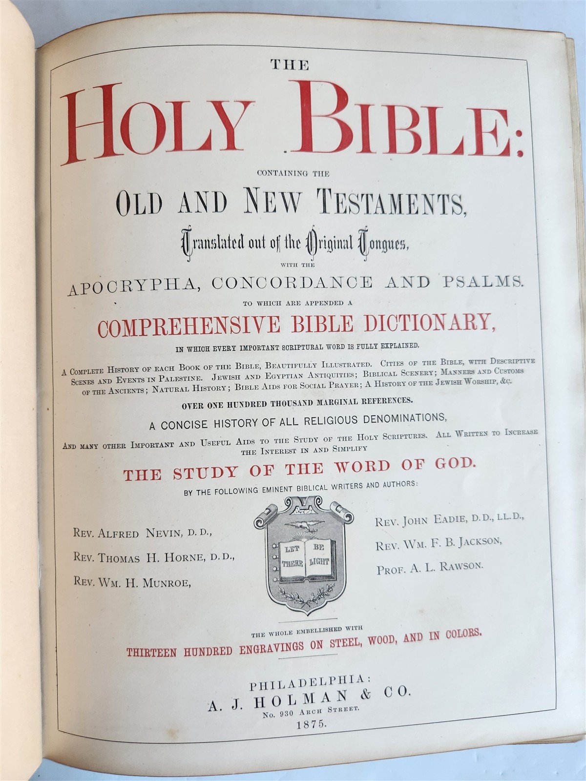 1875 BIBLE in ENGLISH ANTIQUE VICTORIAN MASSIVE FOLIO GUSTAVE DORE ILLUSTRATED