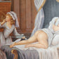 1900s EROTIC SCENE ANTIQUE OIL PAINTING on WOOD PANEL