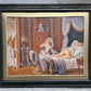 1900s EROTIC SCENE ANTIQUE OIL PAINTING on WOOD PANEL
