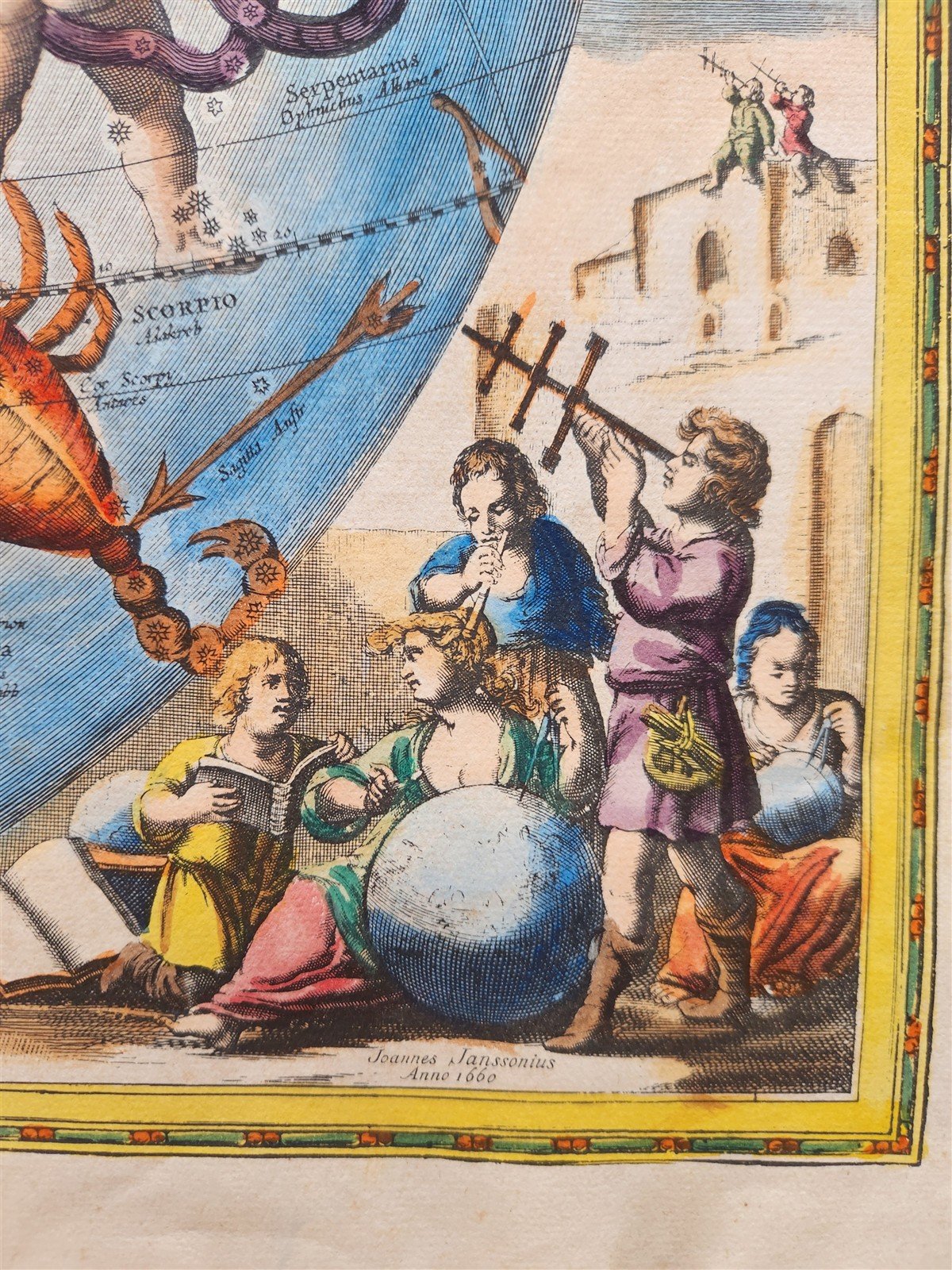 VINTAGE CELESTIAL MAP by CELLARIUS w/ ZODIAC SIGNS of NORTHERN HEMISPHERE