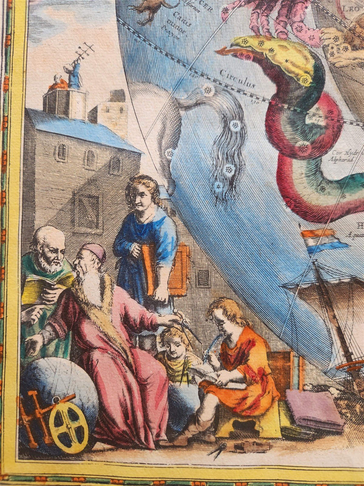 VINTAGE CELESTIAL MAP by CELLARIUS w/ ZODIAC SIGNS of NORTHERN HEMISPHERE