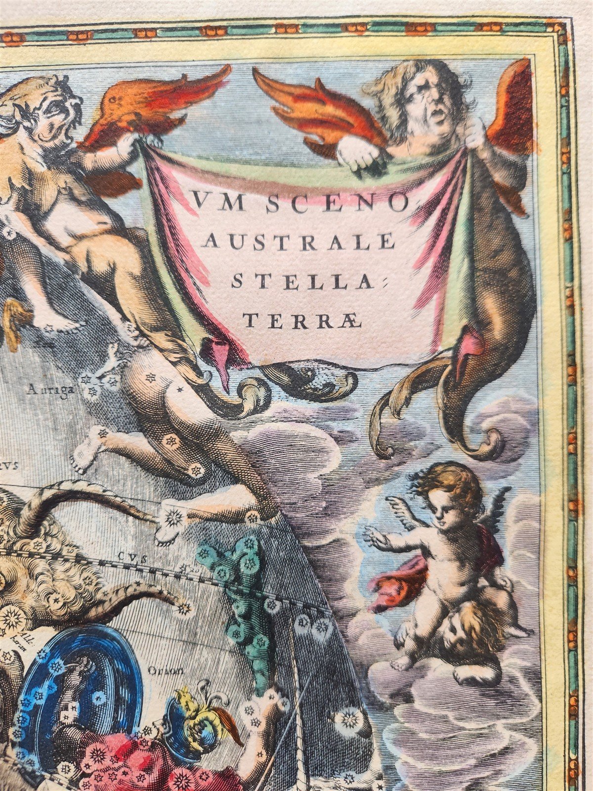 VINTAGE CELESTIAL MAP by CELLARIUS w/ ZODIAC SIGNS of SOUTHERN HEMISPHERE