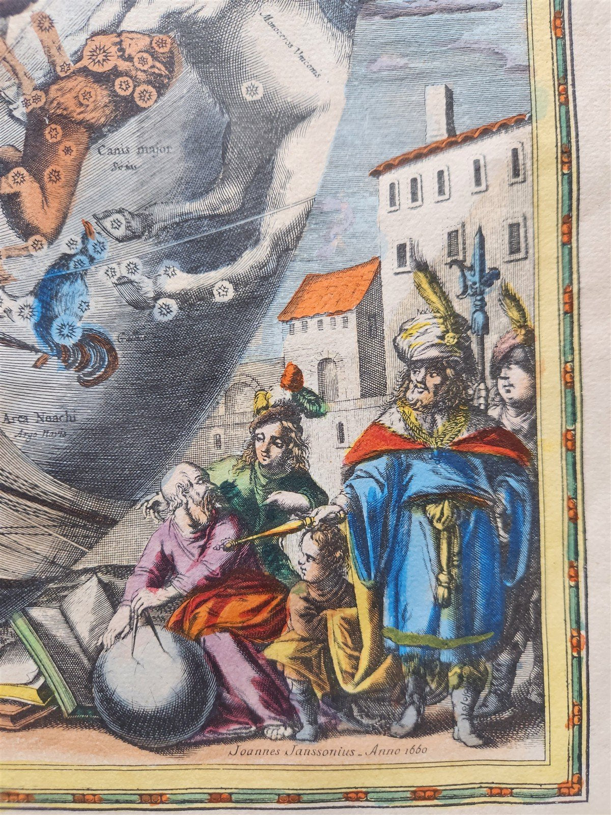 VINTAGE CELESTIAL MAP by CELLARIUS w/ ZODIAC SIGNS of SOUTHERN HEMISPHERE