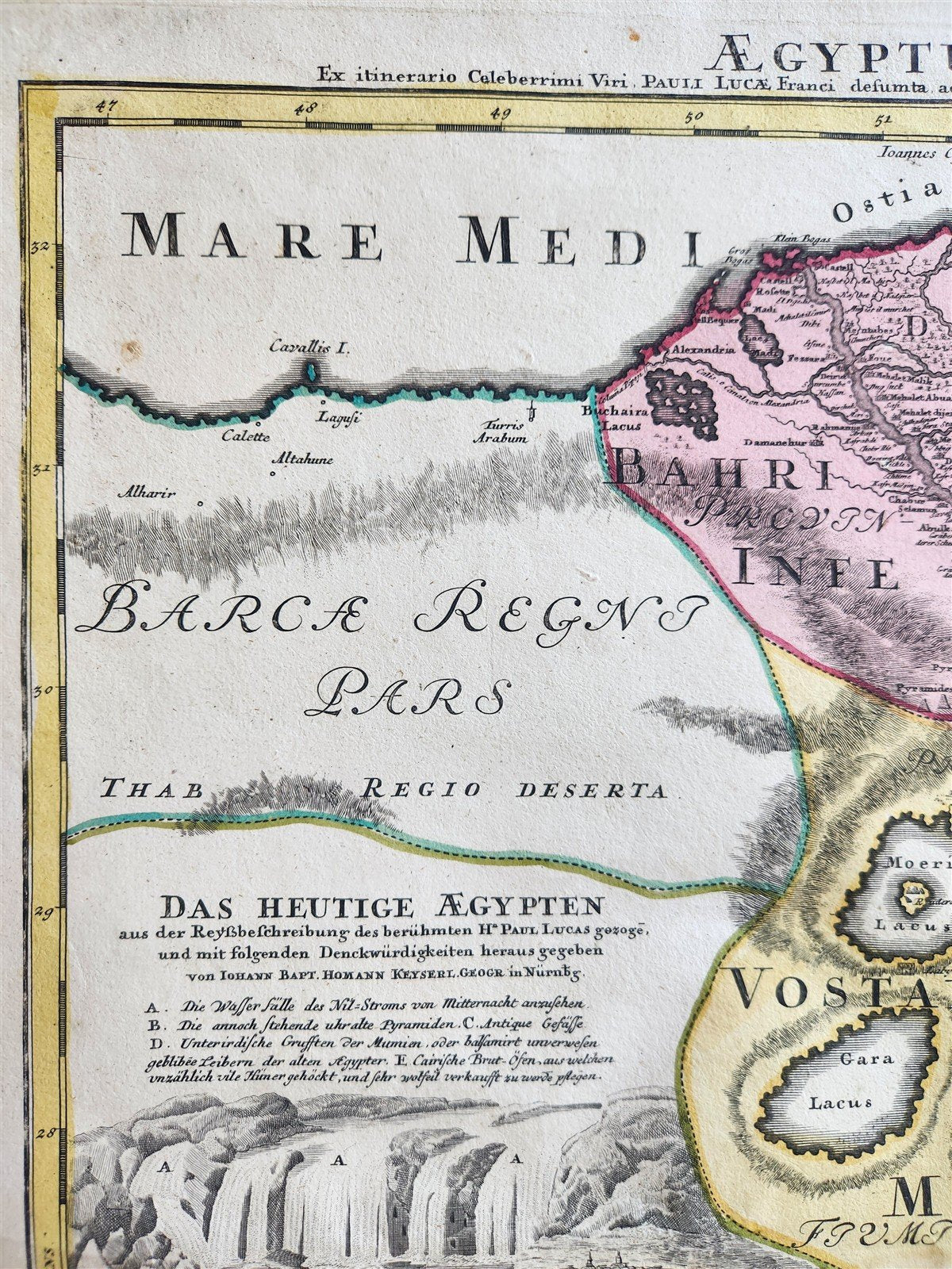 1720 MAP of EGYPT by JOHANN HOMANN antique AEGYPTUS HODIERNA