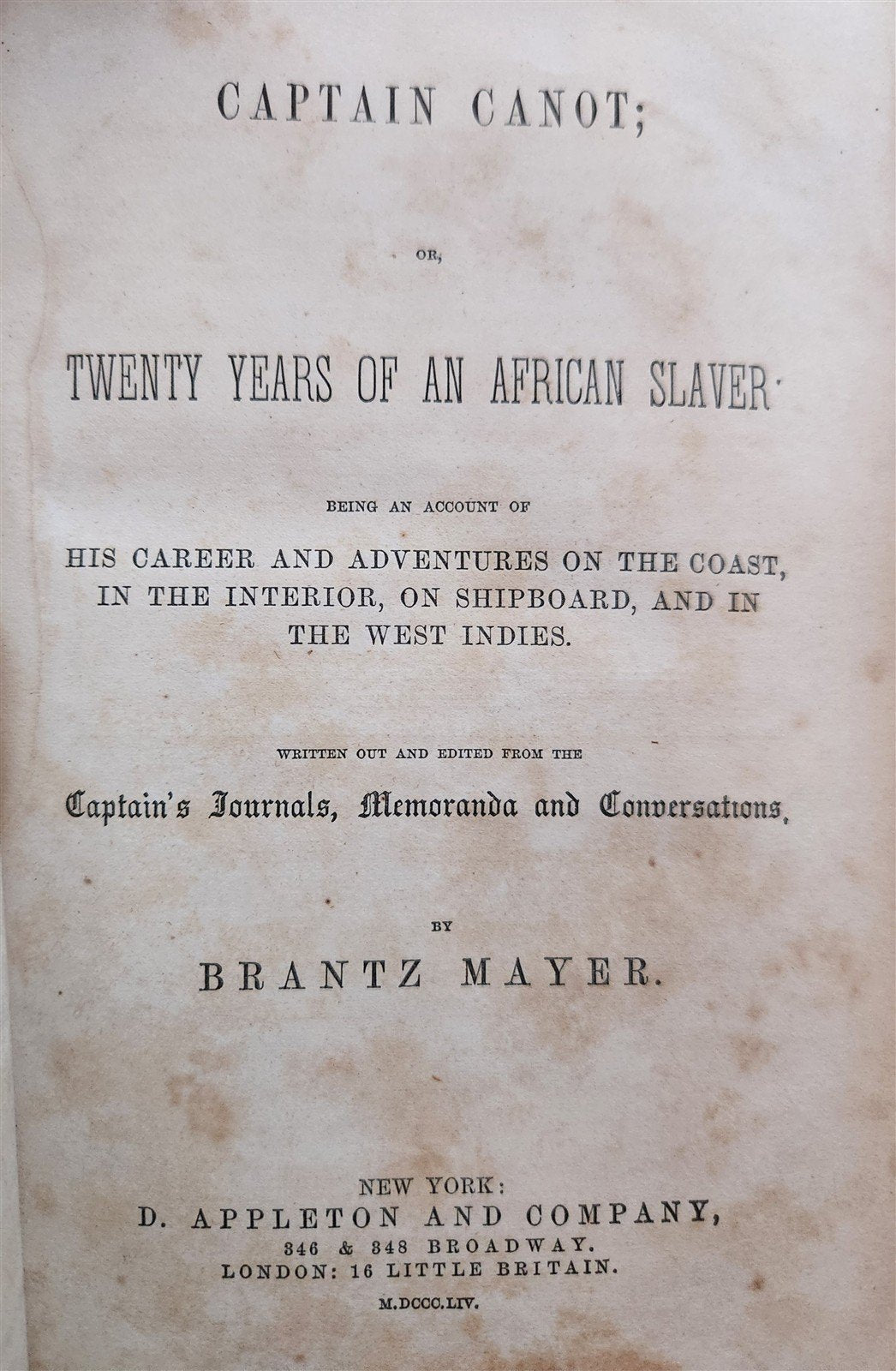 1854 CAPTAIN CANOT TWENTY YEARS of an AFRICAN SLAVER antique ILLUSTRATED 1st ed
