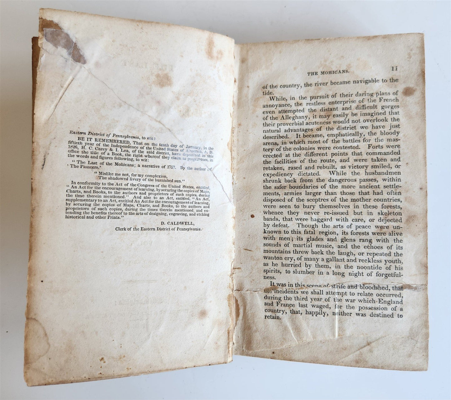 1826 LAST OF THE MOHICANS by JAMES FENIMORE COOPER antique