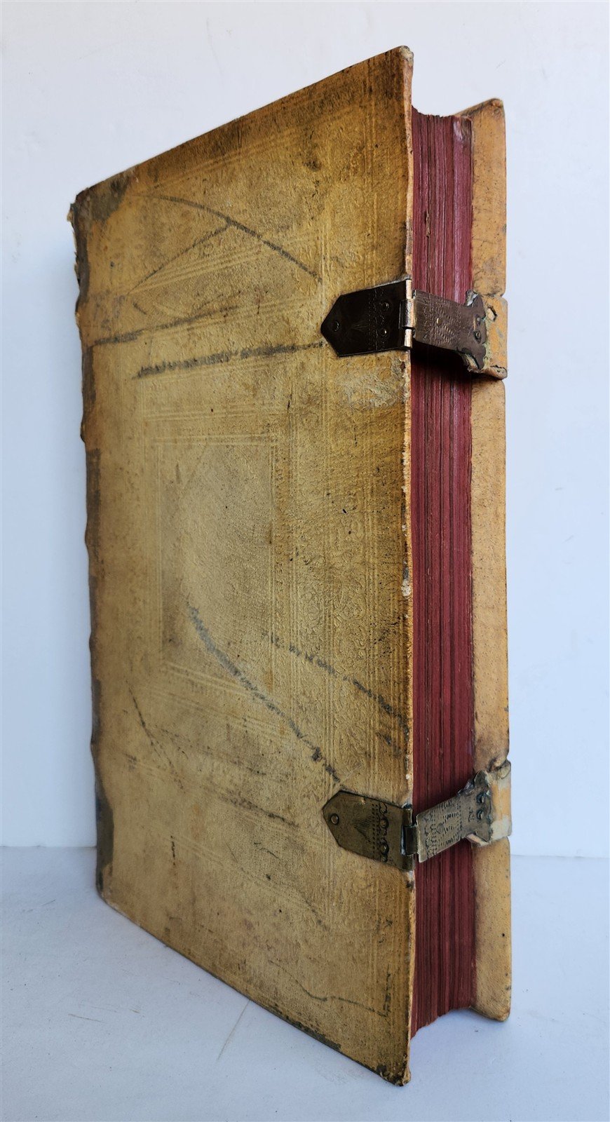 1746 CANON LAW antique PIGSKIN BOUND FOLIO