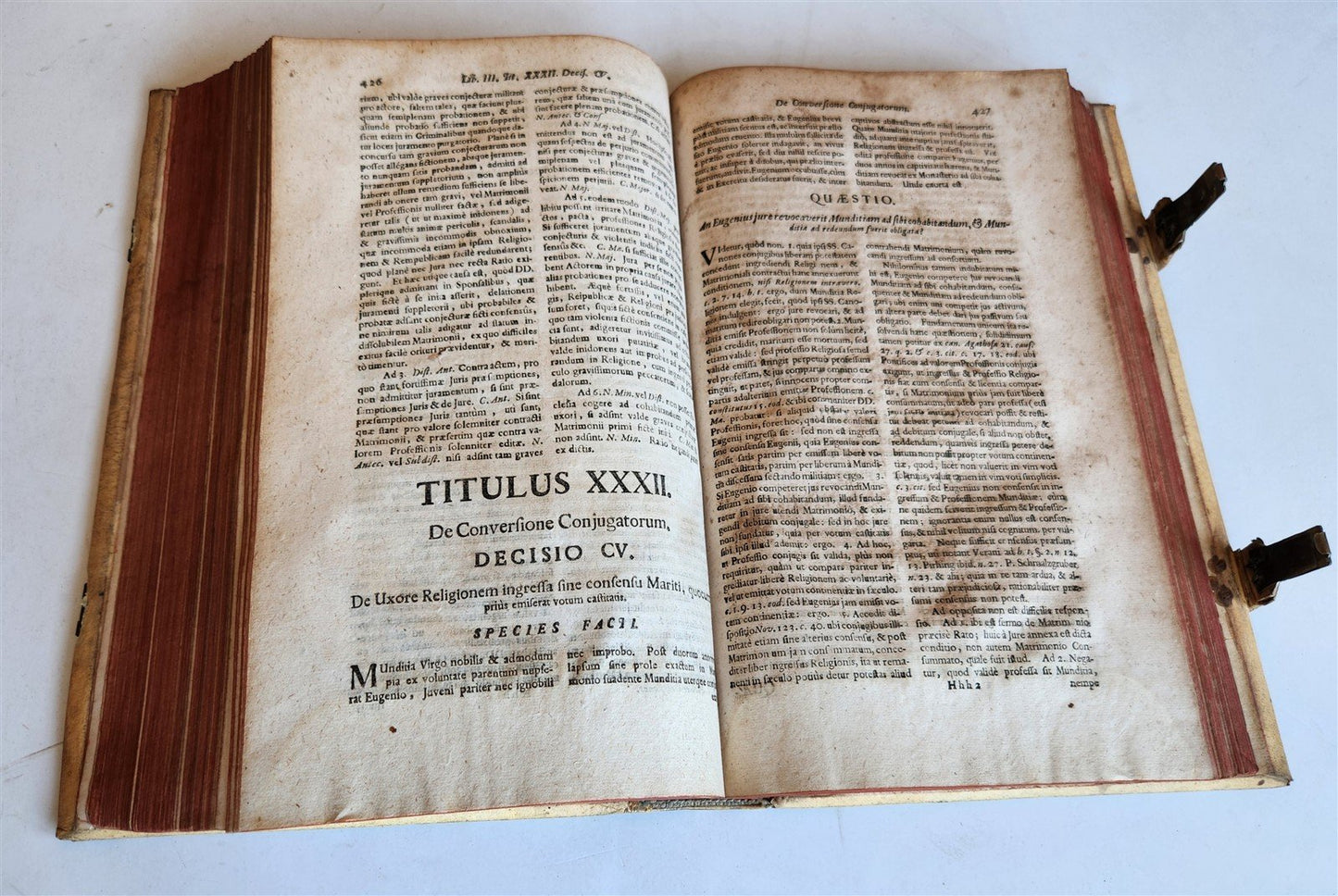 1746 CANON LAW antique PIGSKIN BOUND FOLIO