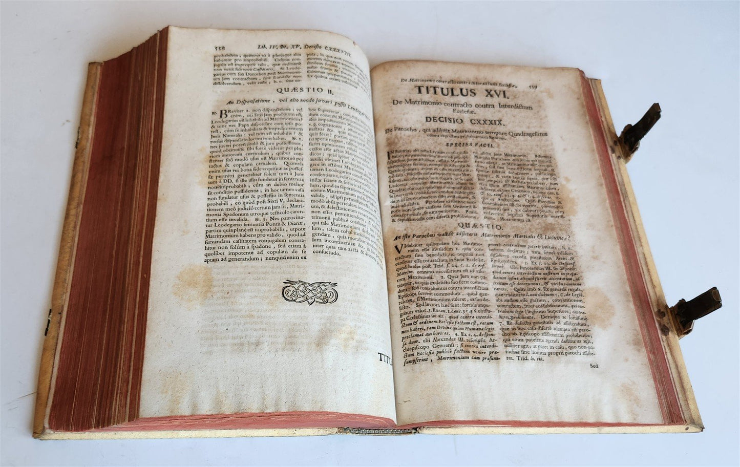 1746 CANON LAW antique PIGSKIN BOUND FOLIO