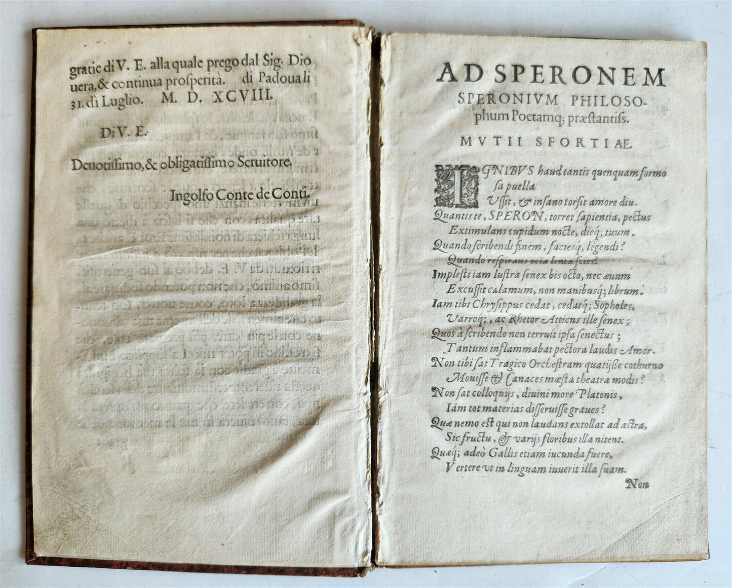 1598 DISCORSI by S. SPERONI antique 16th CENTURY in ITALIAN