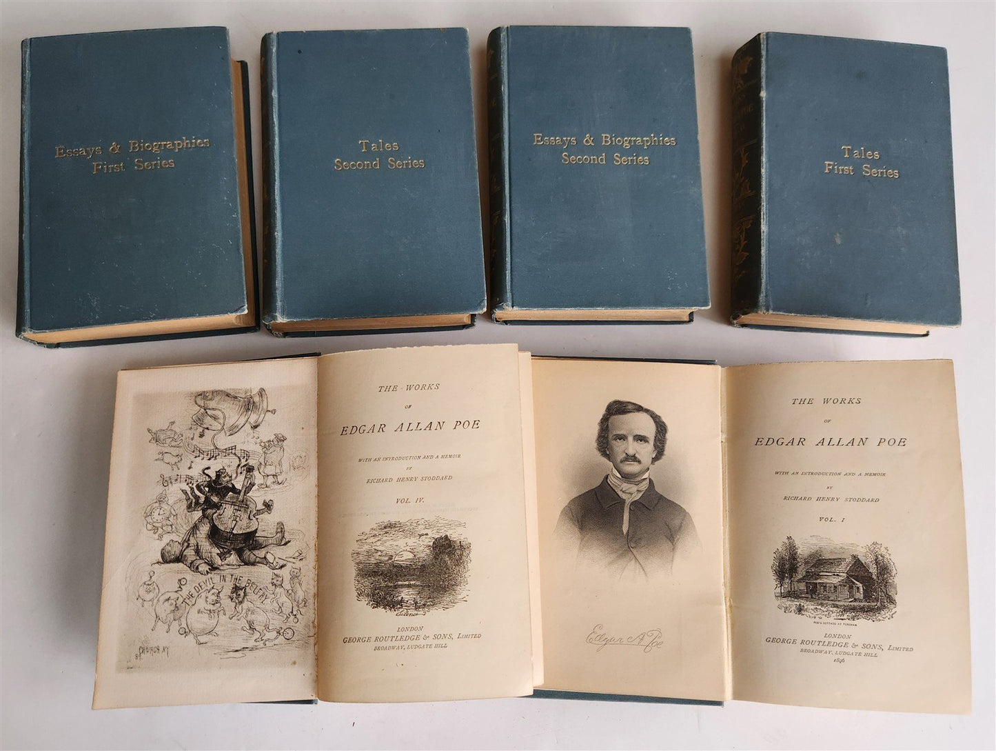 1896 WORKS OF EDGAR POE 6 VOLUMES SET antique ILLUSTRATED