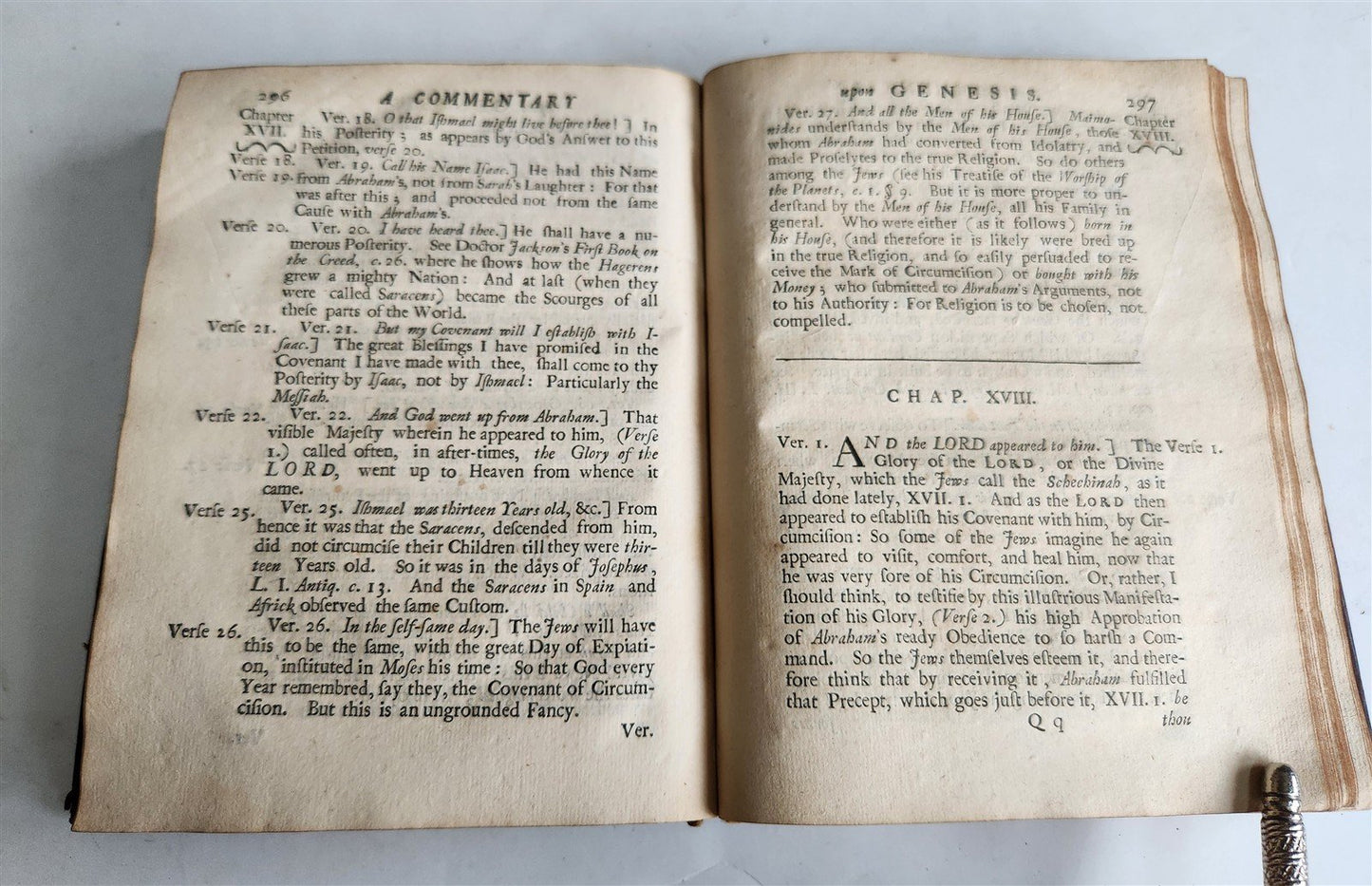 1698 Commentary Upon the First Book of Moses, Called Genesis in ENGLISH antique