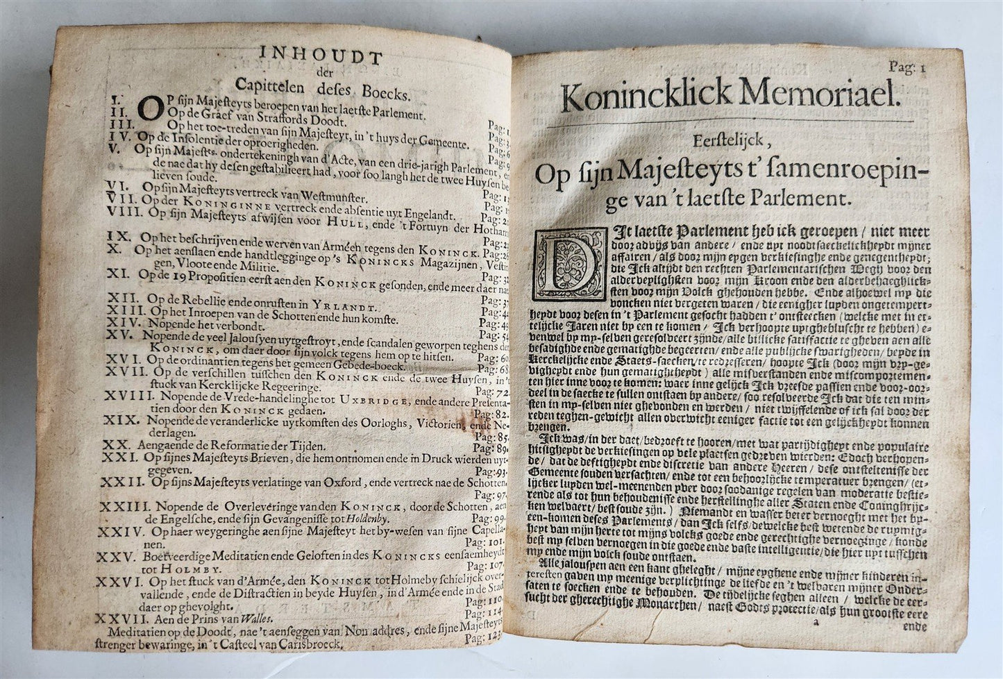 1649 Eikon Basilike Konincklick Memoriael Carolus Stuart antique in DUTCH
