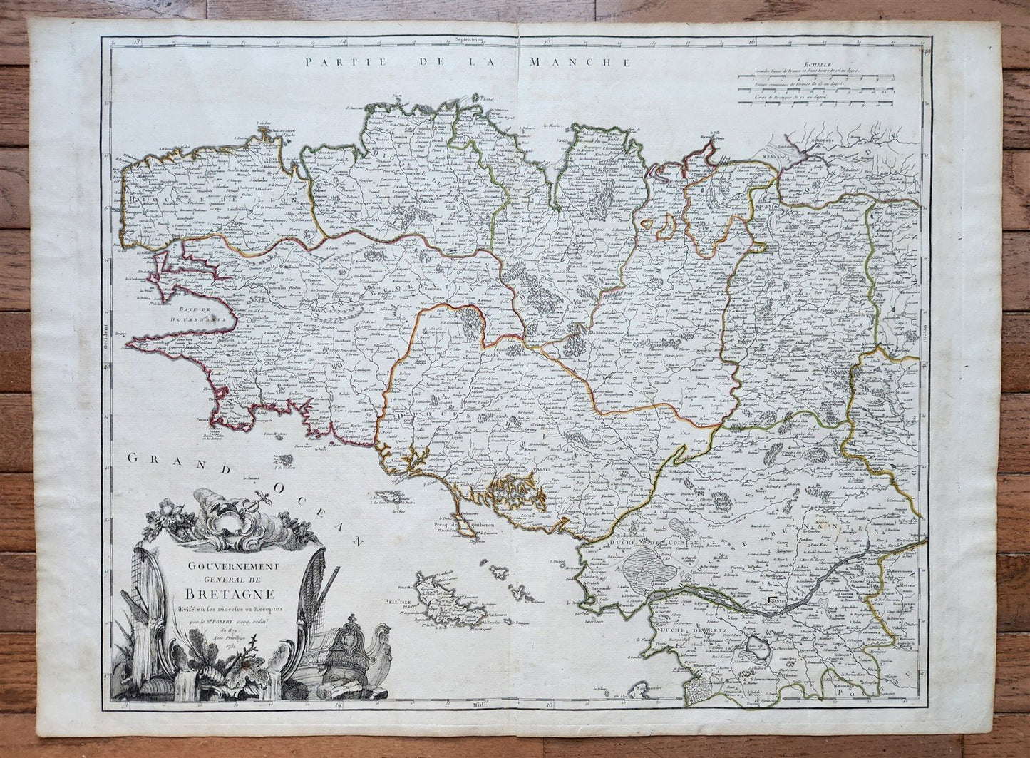 1751 MAP of BRETAGNE FRANCE antique