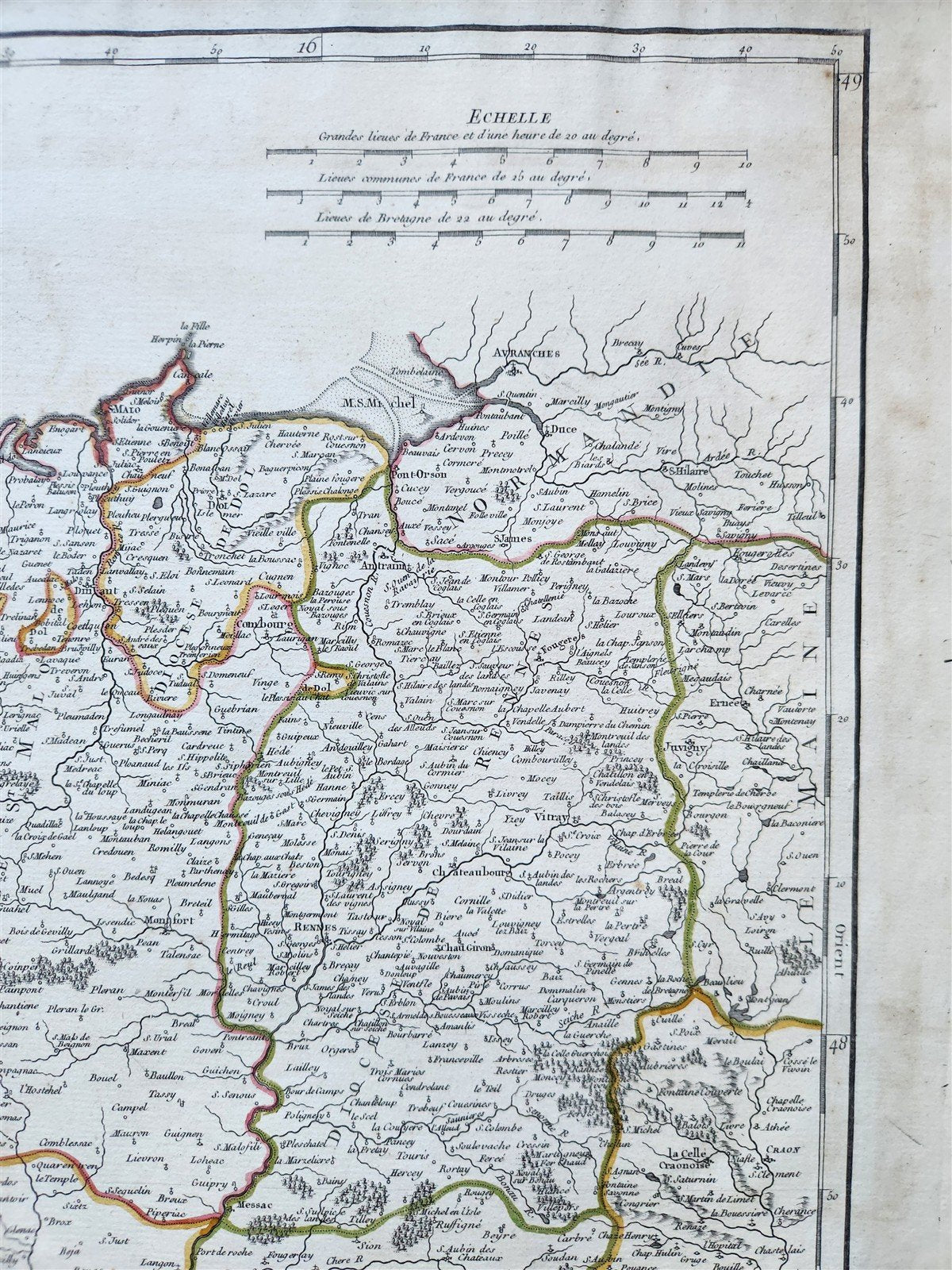 1751 MAP of BRETAGNE FRANCE antique