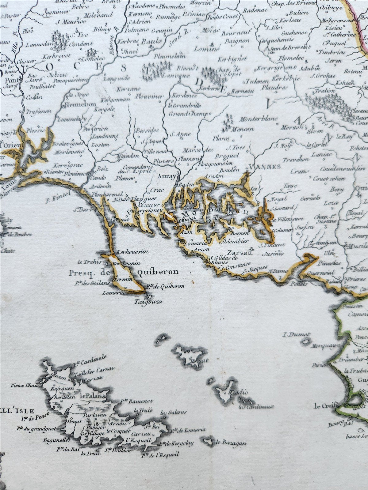 1751 MAP of BRETAGNE FRANCE antique