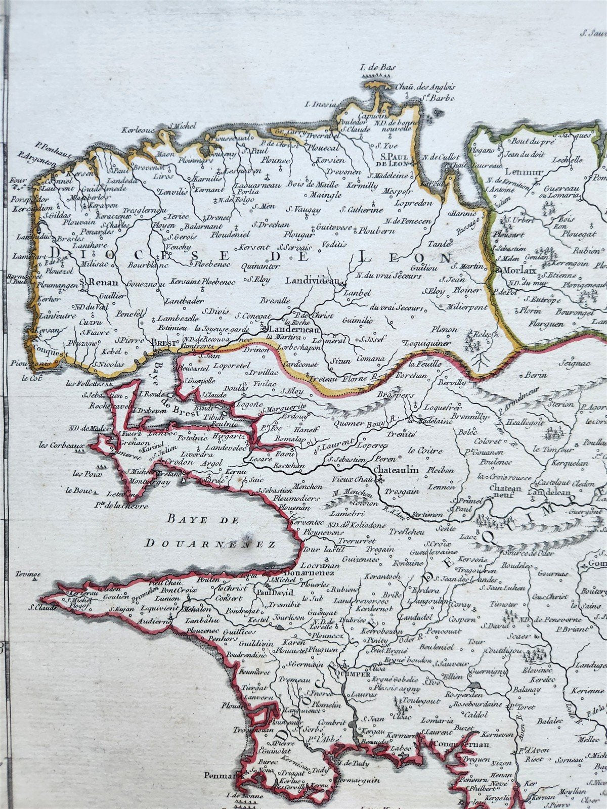 1751 MAP of BRETAGNE FRANCE antique