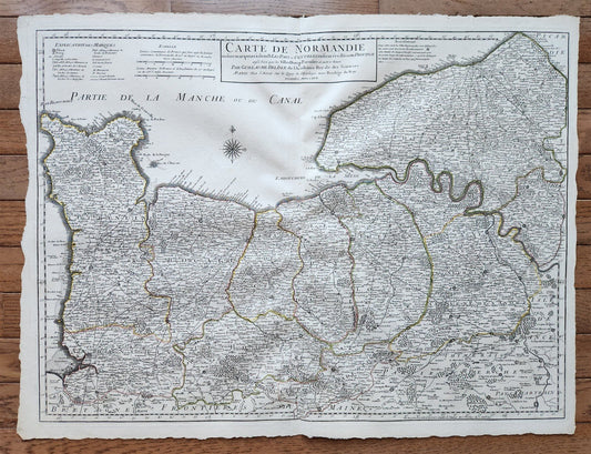1716 MAP of NORMANDIE FRANCE antique