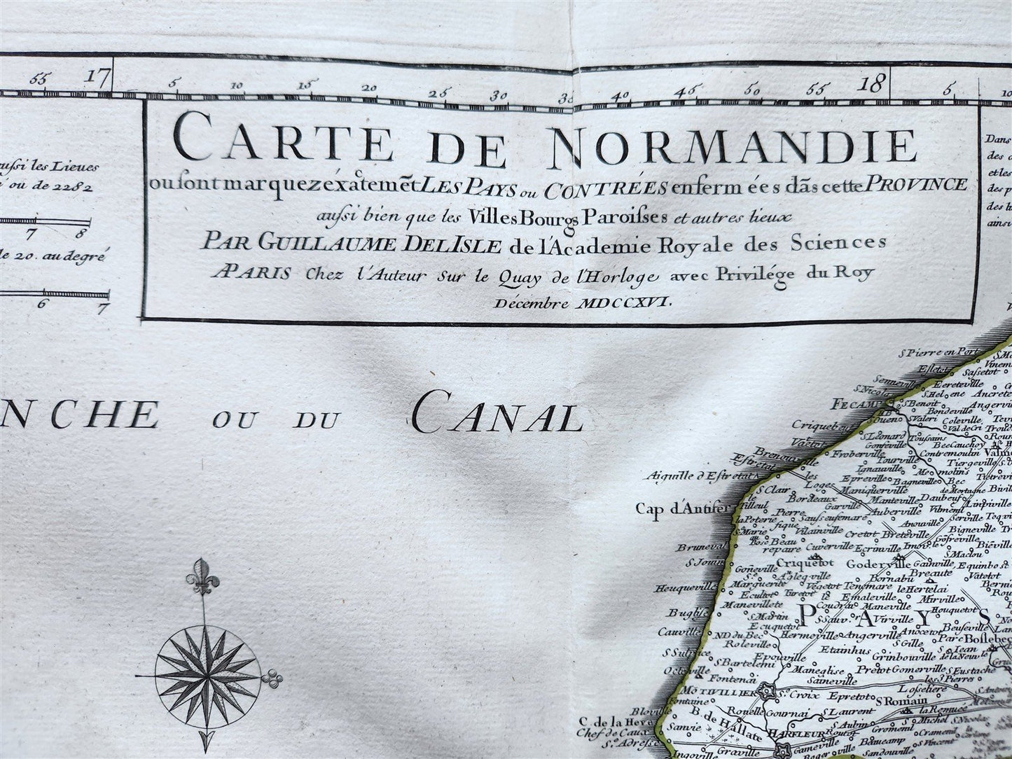 1716 MAP of NORMANDIE FRANCE antique