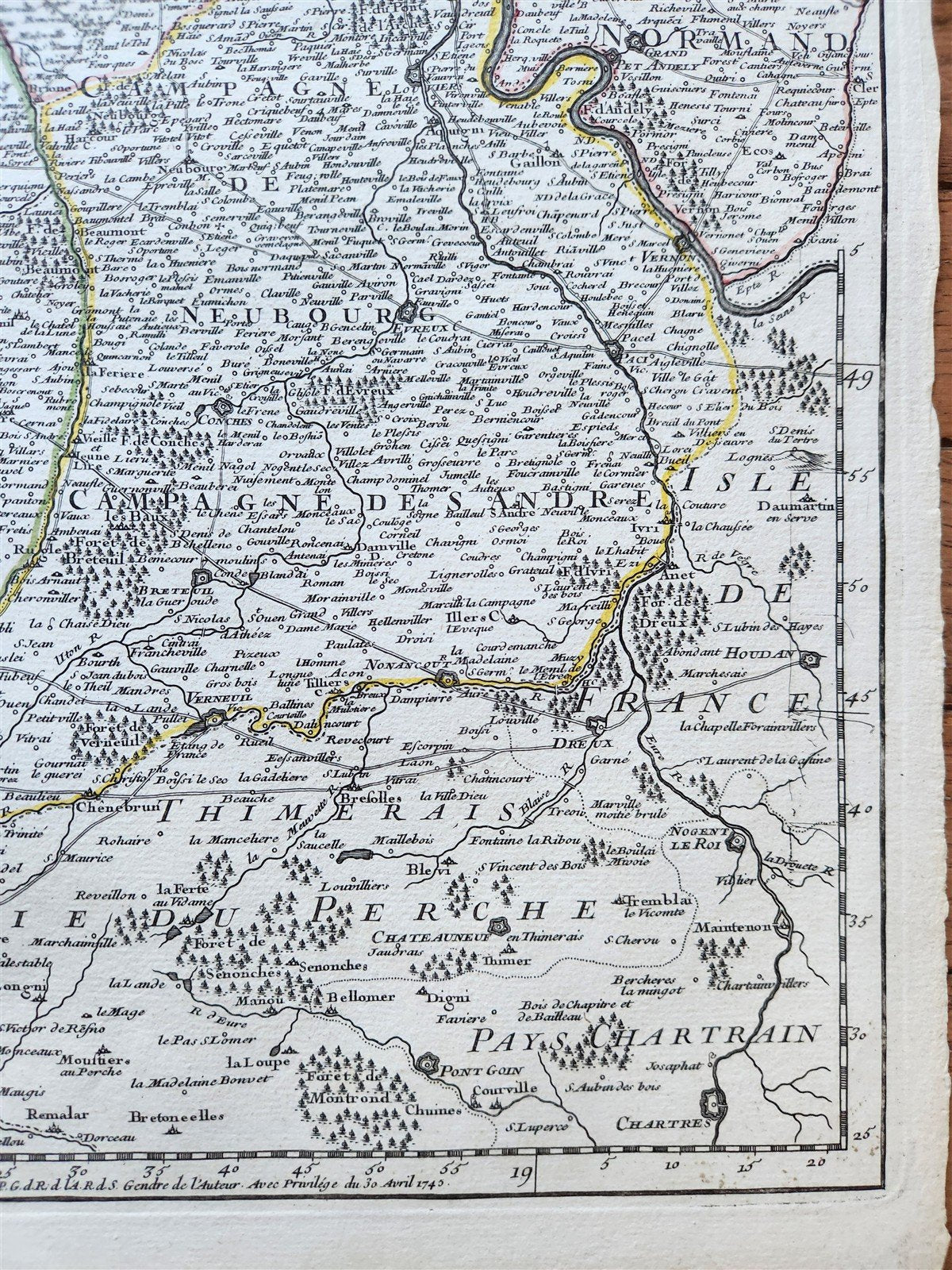 1716 MAP of NORMANDIE FRANCE antique