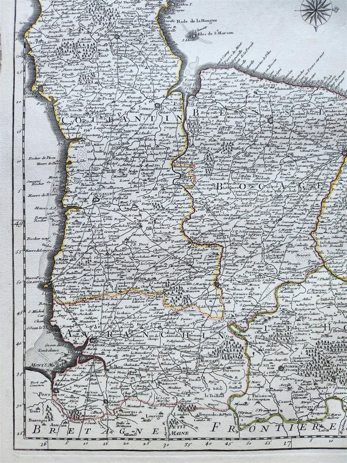 1716 MAP of NORMANDIE FRANCE antique