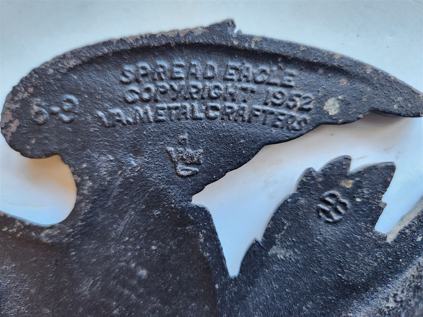 1952 METAL BOOKENDS signed SPREAD EAGLE VA. metalcrafters VINTAGE