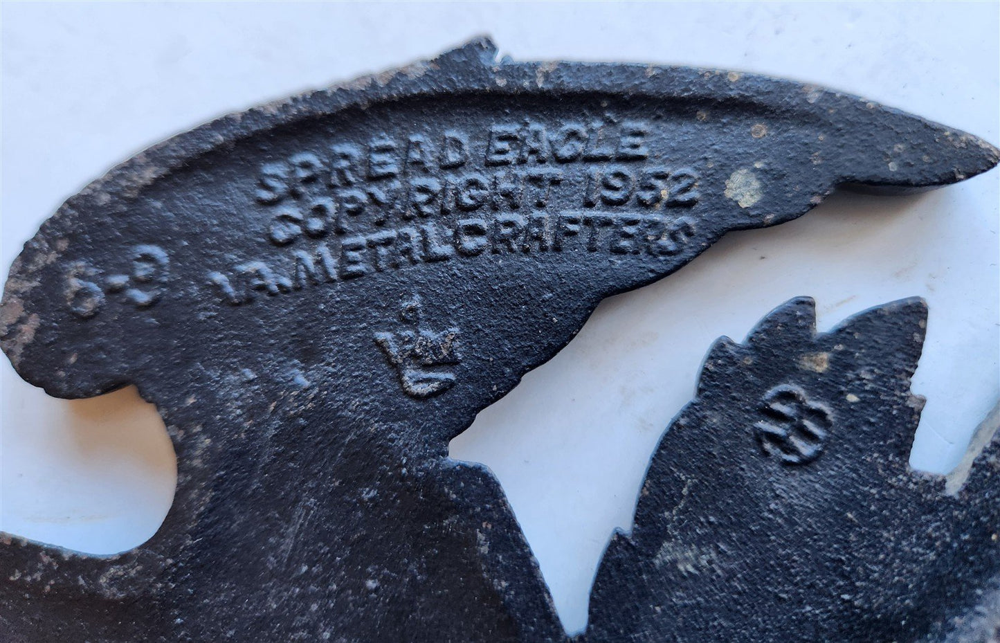 1952 METAL BOOKENDS signed SPREAD EAGLE VA. metalcrafters VINTAGE