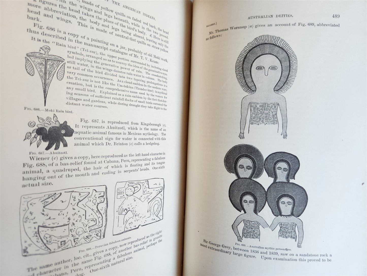 1888-1889 REPORT of AMERICAN BUREAU of ETHNOLOGY by J.POWELL antique ILLUSTRATED