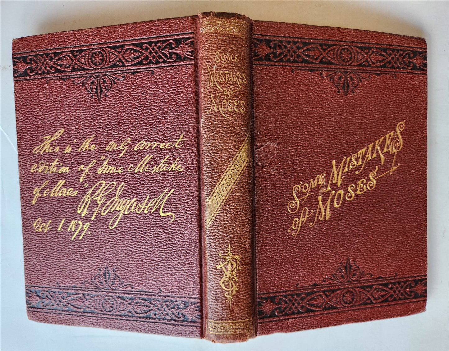 1880 SOME MISTAKES OF MOSES by ROBERT INGERSOLL antique