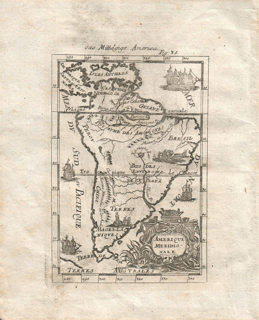 1719 MAP OF SOUTH AMERICA plate 35 from Beschreibung Des gantzen Welt-Kreises