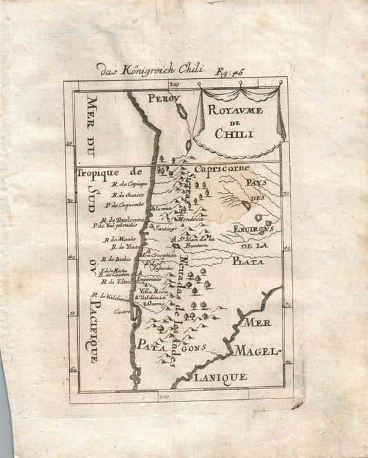1719 MAP OF CHILE plate 46 from Beschreibung Des gantzen Welt-Kreises