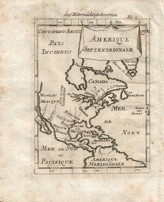 1719 MAP OF NORTH AMERICA plate 8 from Beschreibung Des gantzen Welt-Kreises