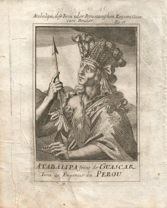 1719 EMPEROR of PERU plate 51 from Beschreibung Des gantzen Welt-Kreises