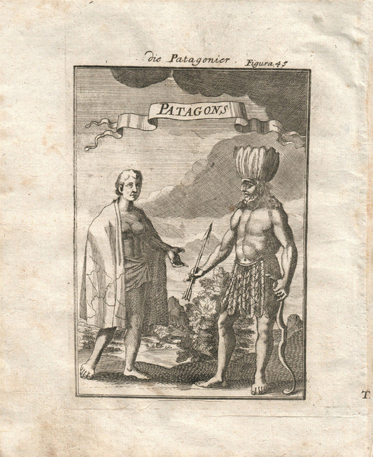 1719 PATAGONIANS plate 45 from Beschreibung Des gantzen Welt-Kreises