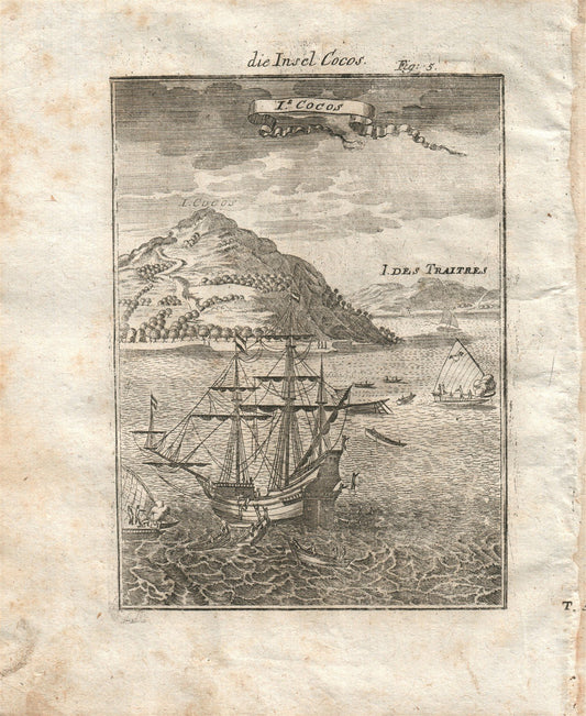 1719 COCOS ISLAND plate 5 from Beschreibung Des gantzen Welt-Kreises