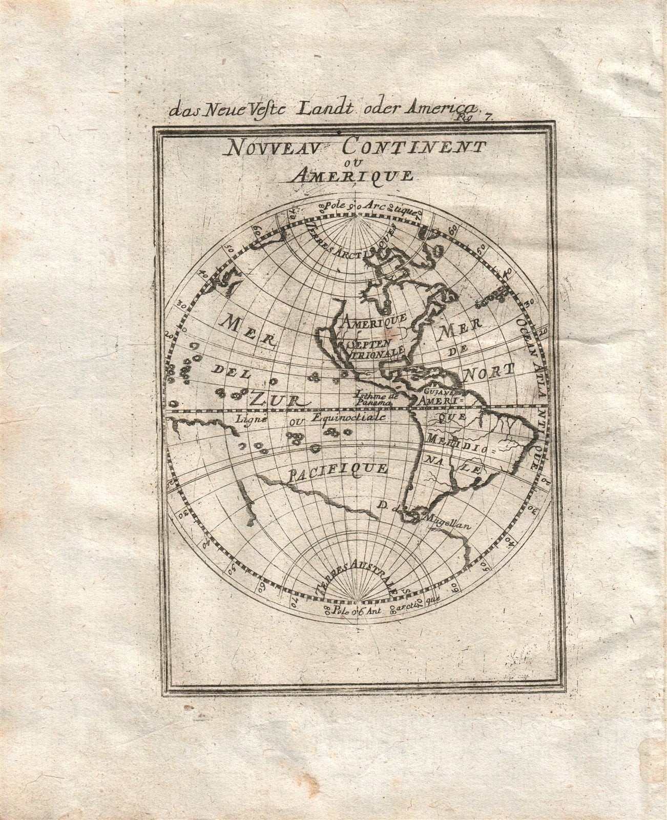 1719 AMERICAN CONTINENT MAP plate 7 from Beschreibung Des gantzen Welt-Kreises