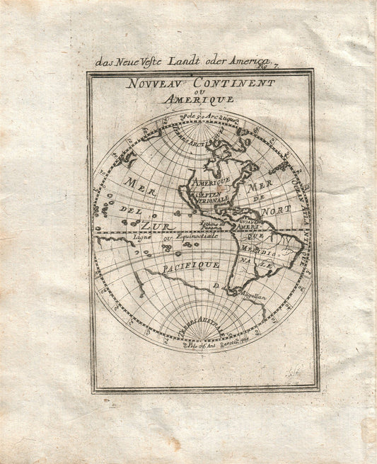 1719 AMERICAN CONTINENT MAP plate 7 from Beschreibung Des gantzen Welt-Kreises