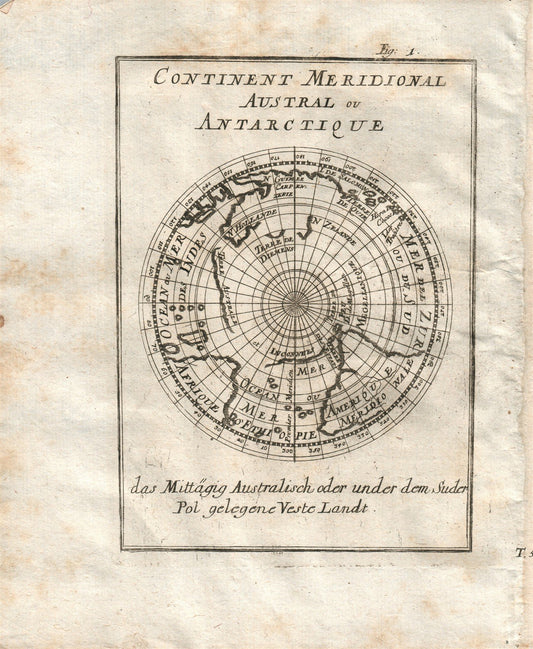 1719 ANTARCTICA MAP plate 1 from Beschreibung Des gantzen Welt-Kreises