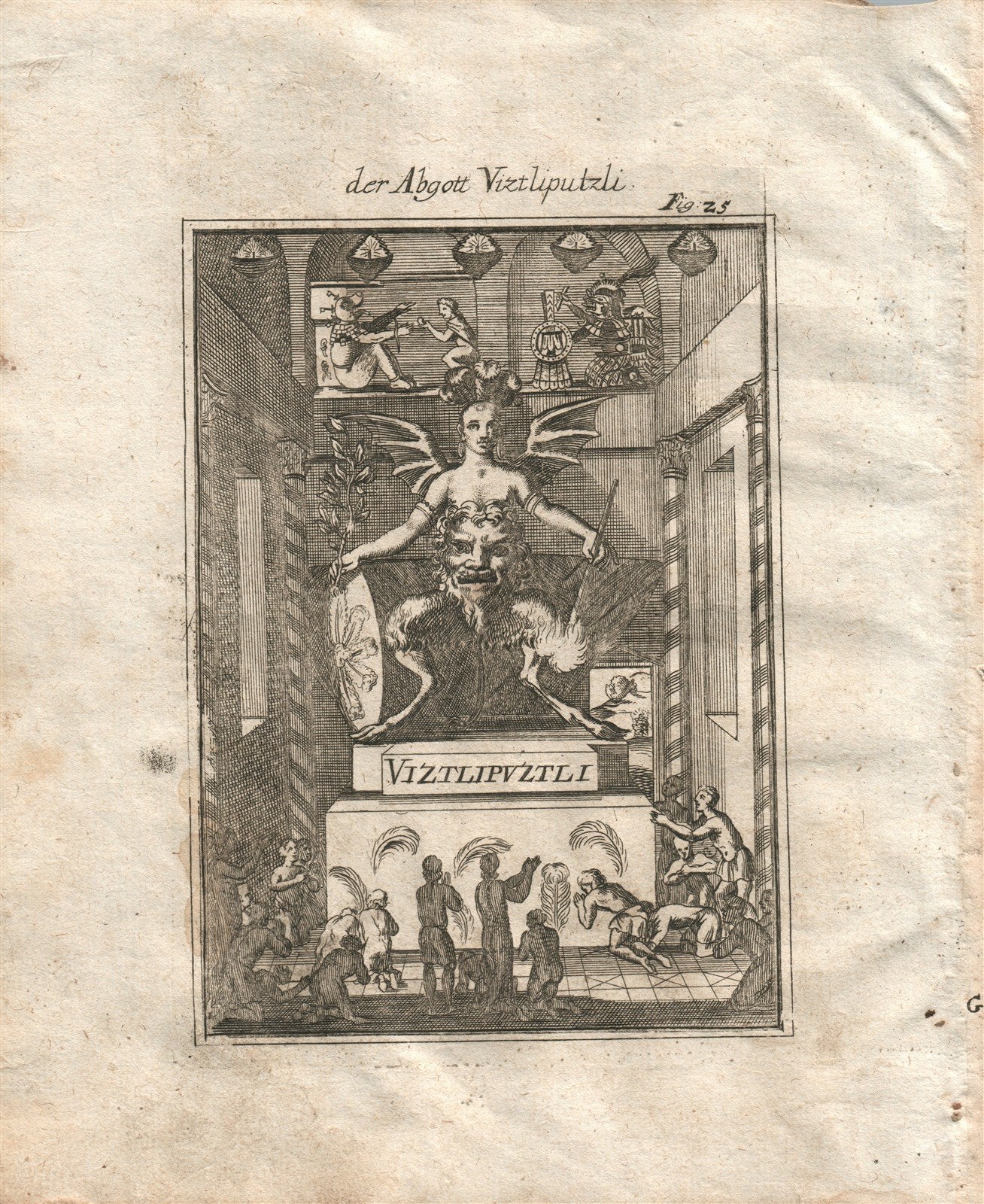 1719 VIZTLIPUZTLI plate 25 from Beschreibung Des gantzen Welt-Kreises