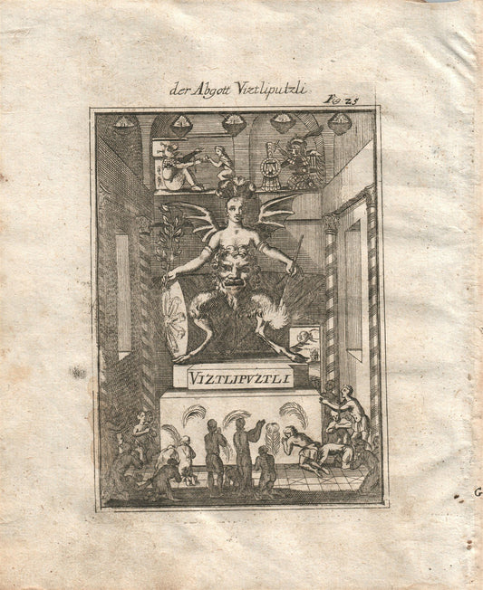 1719 VIZTLIPUZTLI plate 25 from Beschreibung Des gantzen Welt-Kreises