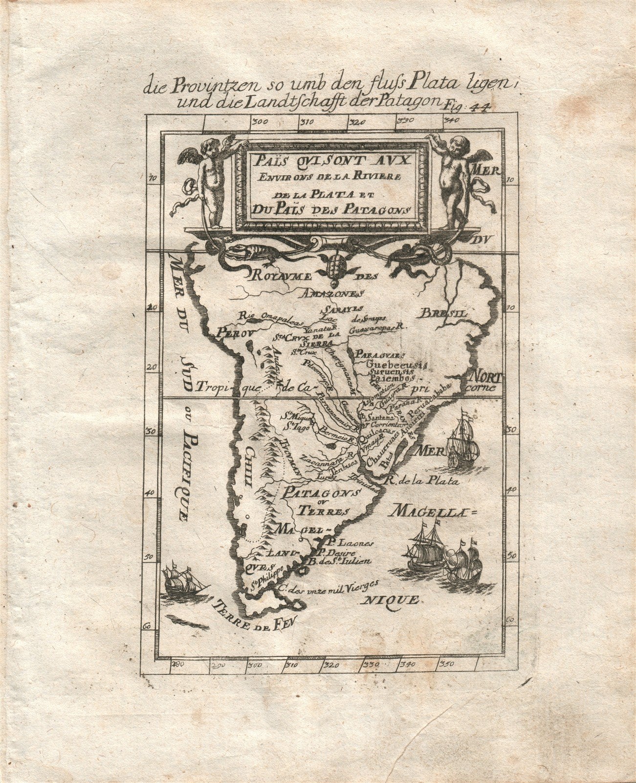 1719 SOUTH AMERICA MAP plate 44 from Beschreibung Des gantzen Welt-Kreises