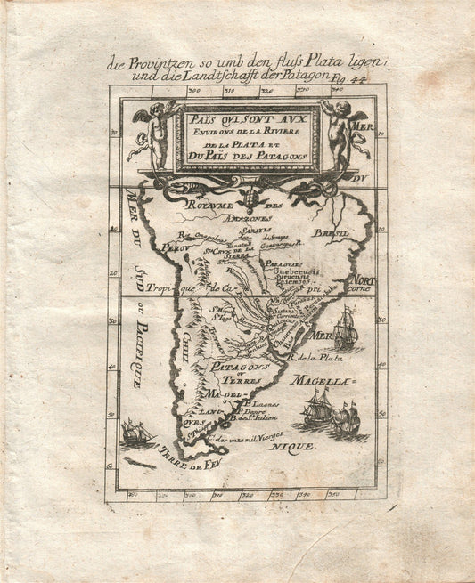 1719 SOUTH AMERICA MAP plate 44 from Beschreibung Des gantzen Welt-Kreises