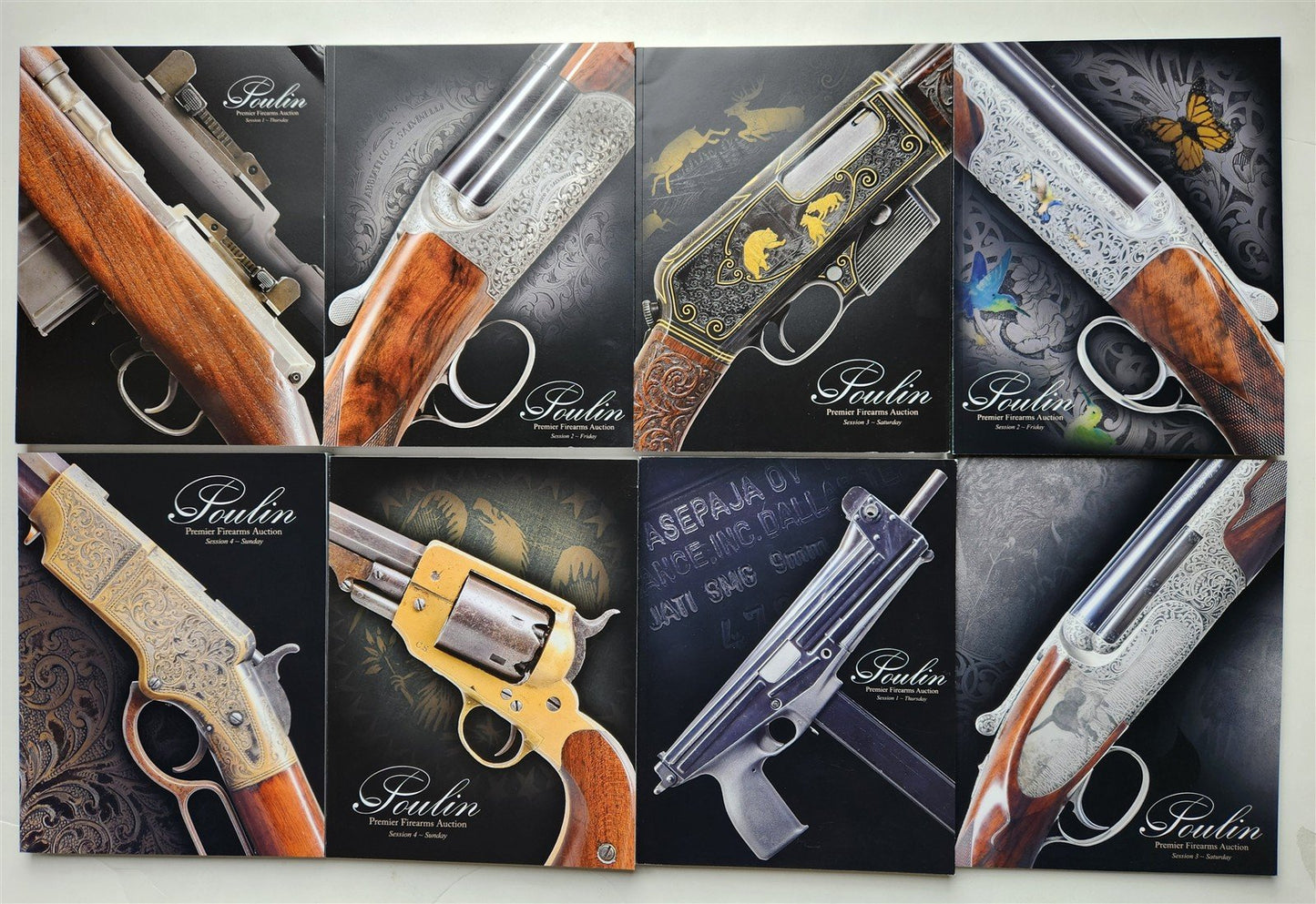 ANTIQUE PREMIER FIREARMS LOT of 8 2024-2025 POULIN AUCTION CATALOGS
