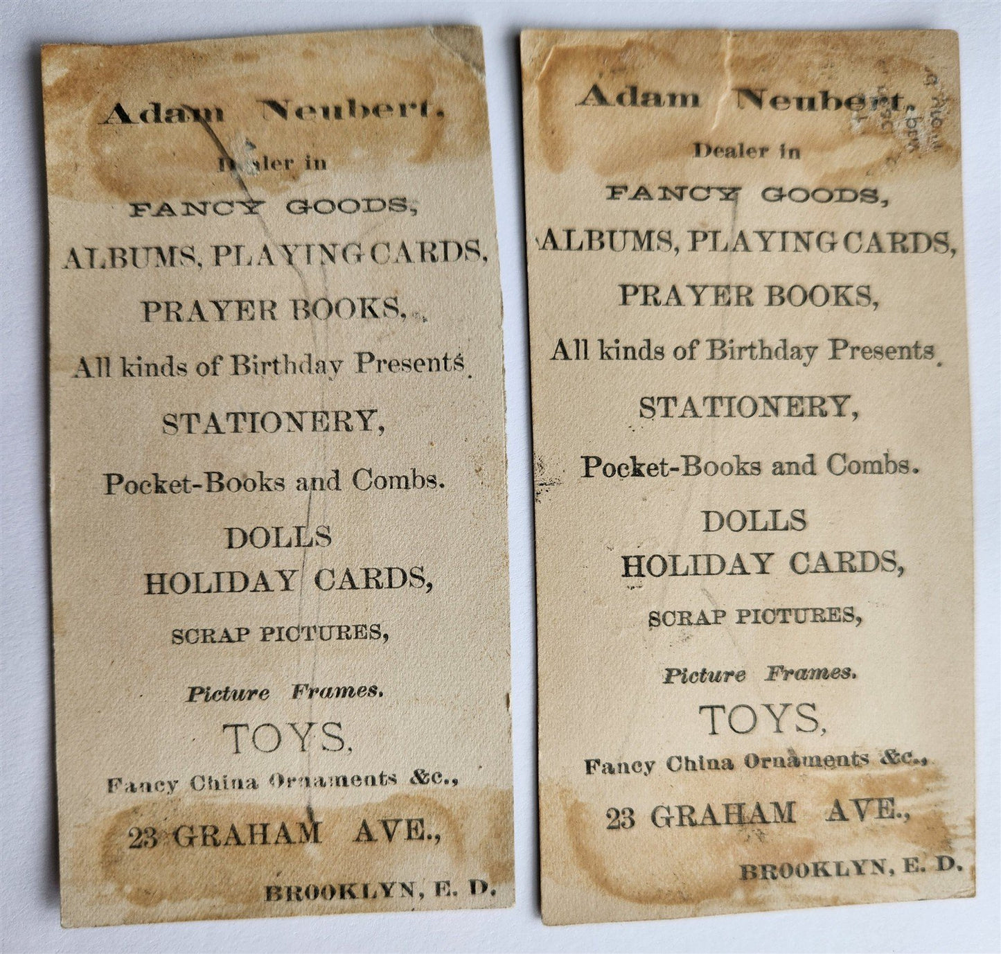 BROOKLYN 2 ANTIQUE VICTORIAN TRADE CARDS PRAYER BOOKS ALBUMS PLAYING CARDS