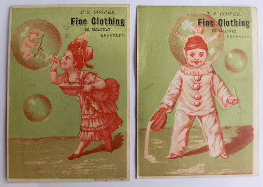 BROOKLYN NY 2 ANTIQUE VICTORIAN TRADE CARDS COOPER CLOTHING