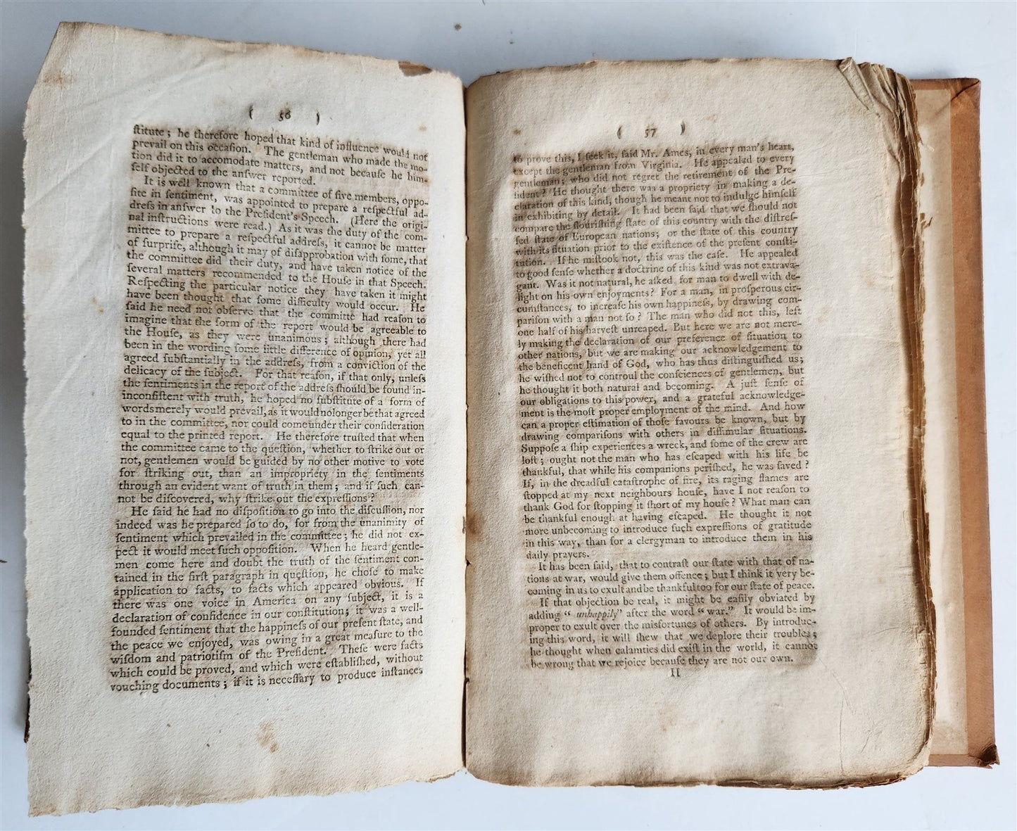 1796 AMERICAN SENATOR REPORT of DEBATES in CONGRESS of UNITED STATES antique