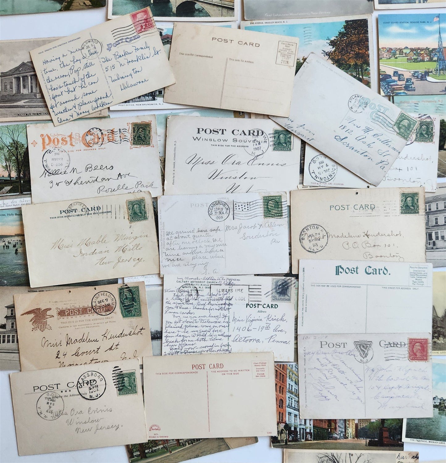 NEW JERSEY NJ lot of 89 ANTIQUE & VINTAGE POSTCARDS