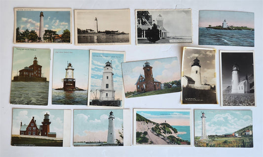 LIGHTHOUSES lot of 14 ANTIQUE & VINTAGE POSTCARDS
