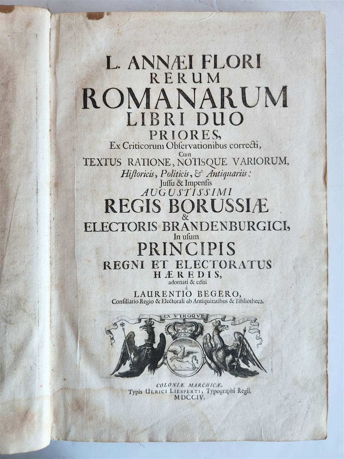 1704 ROMAN HISTORY ILLUSTRATED LARGE FOLIO antique VELLUM BOUND