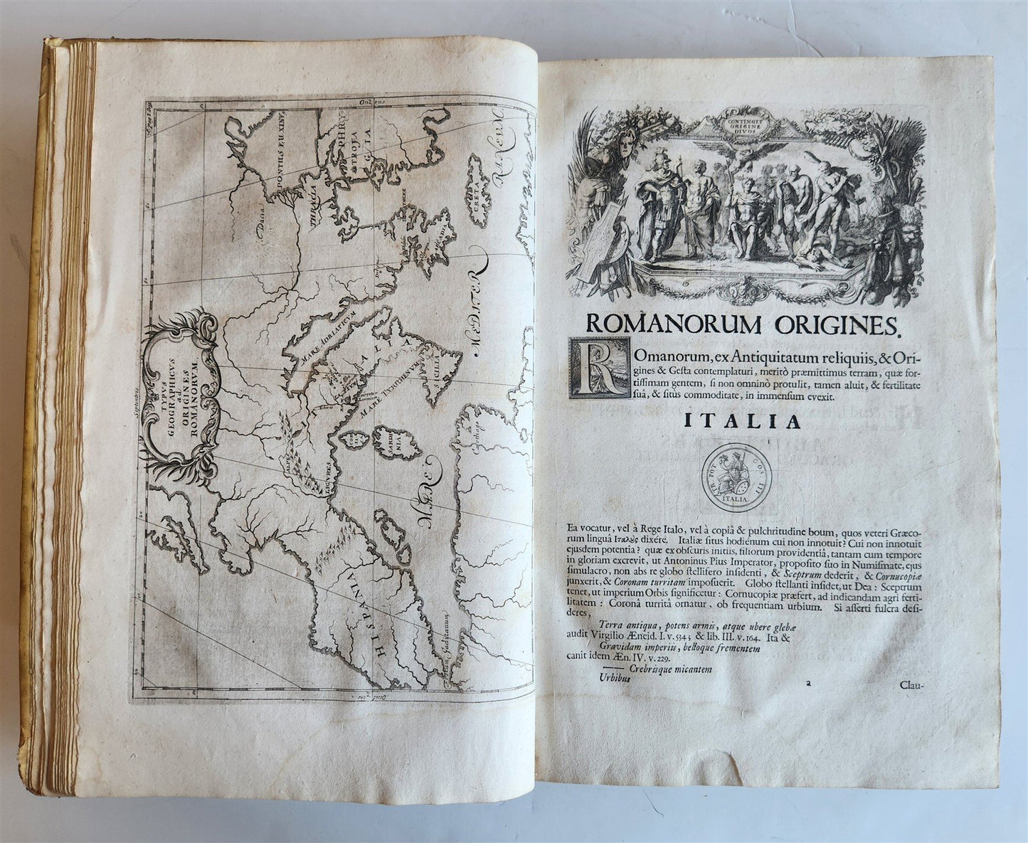 1704 ROMAN HISTORY ILLUSTRATED LARGE FOLIO antique VELLUM BOUND